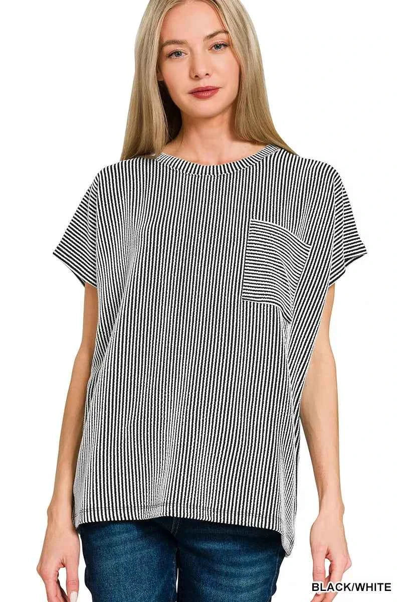 Zenana Raised Rib Front Pocket Boxy Top BLACK WHITE 8a300752d36843c7931207f0a8b6d50b-Max-Origin