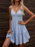 Smocked V-Neck Tiered Dress Blue 8a393a20-da1d-4173-8381-977ca4d82e9c-Max-Origin