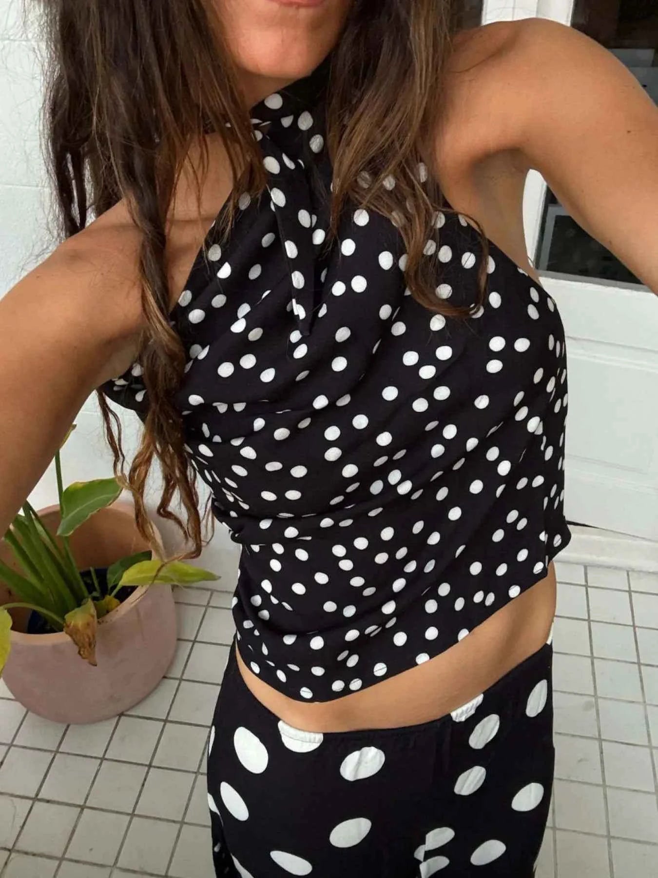 Polka Dot Top and Maxi Skirt Set Black 8a4040a9-6e3e-47cf-bc7c-6b303f148d09-Max-Origin