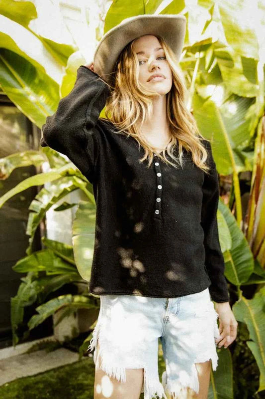 V Neck Sweater Top With Button Details 8a43b8dac3bb41f5ae87db1a0d02ecad-Max-Origin