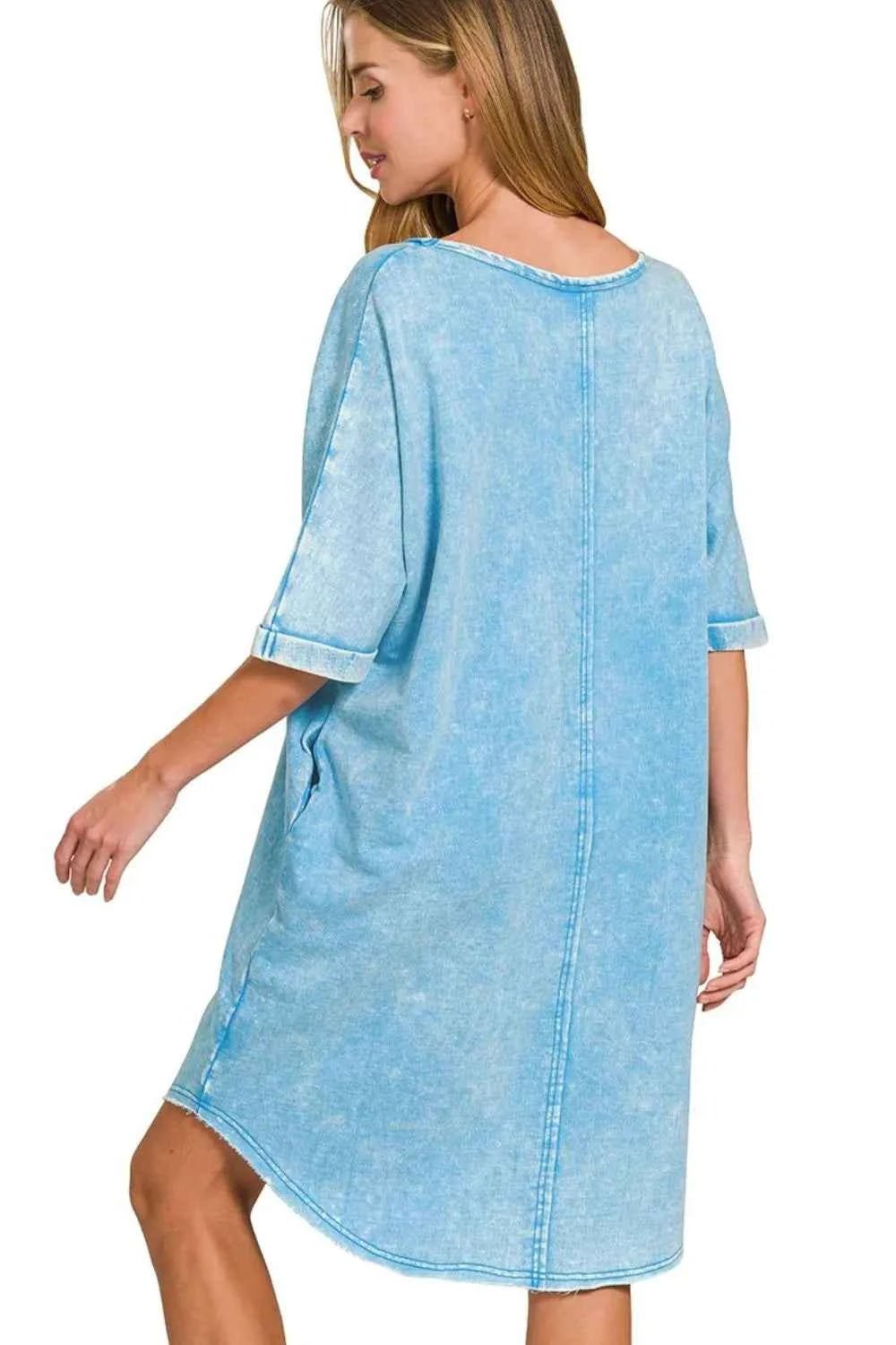 Zenana Acid-washed French Terry Tee Shirts Dress 8a4aa936-6a4c-4b86-9760-d7dbda44a4d4-Max-Origin