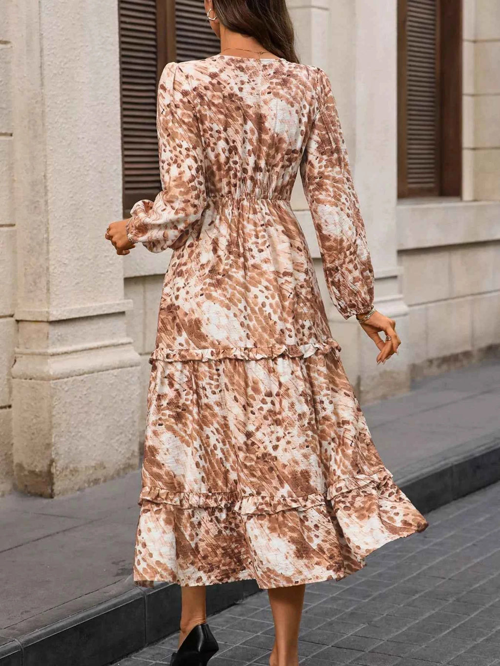 Ruffled V-Neck Balloon Sleeve Dress 8a4bdab1-eb25-4c26-ab83-2430bb279c20-Max-Origin