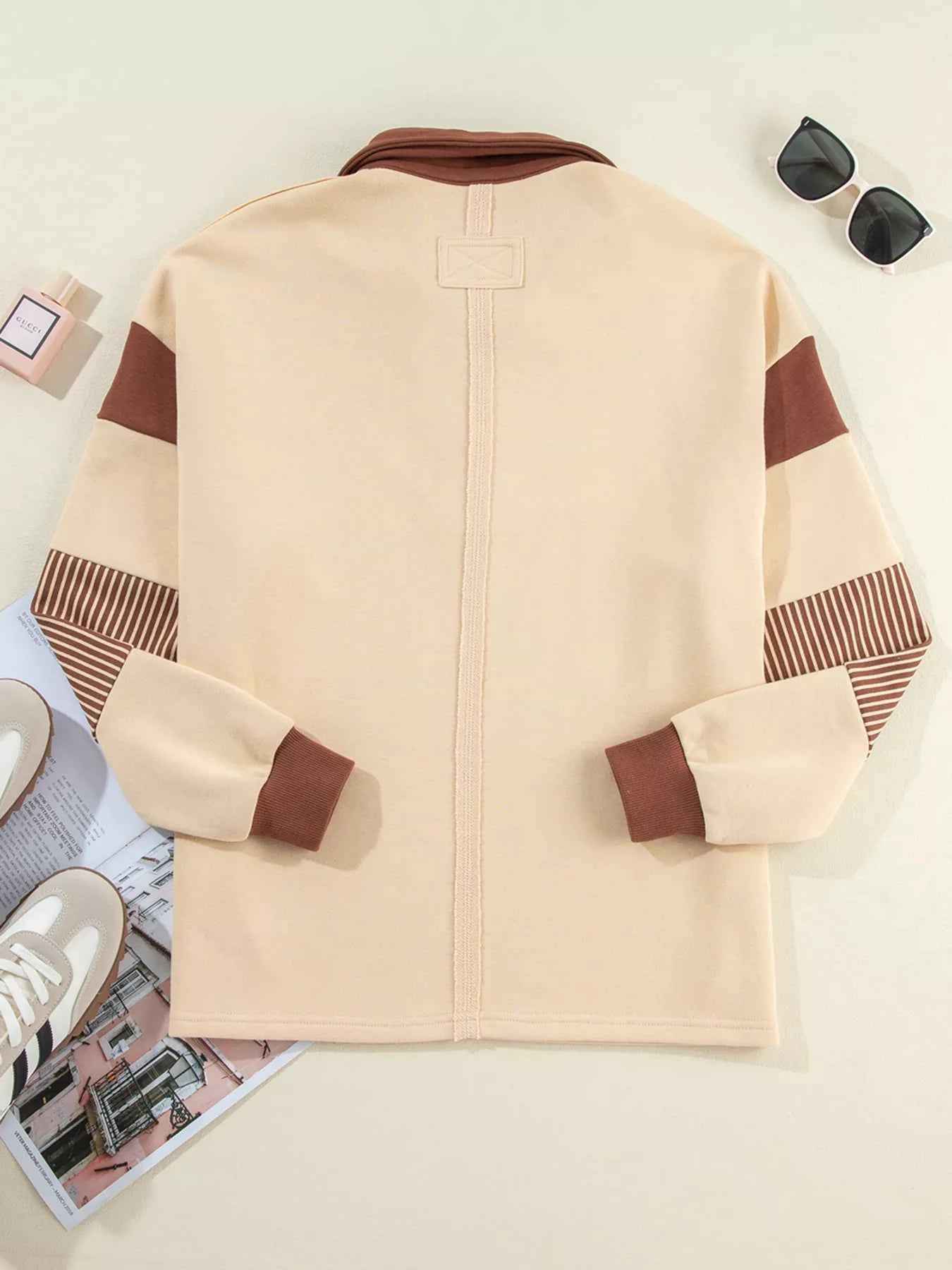 Color Block Striped Patchwork Sequin Rugby Graphic Polo Sweatshirt 8a4ffd8ee8904de9b18a60338e9cc9be-Max-Origin