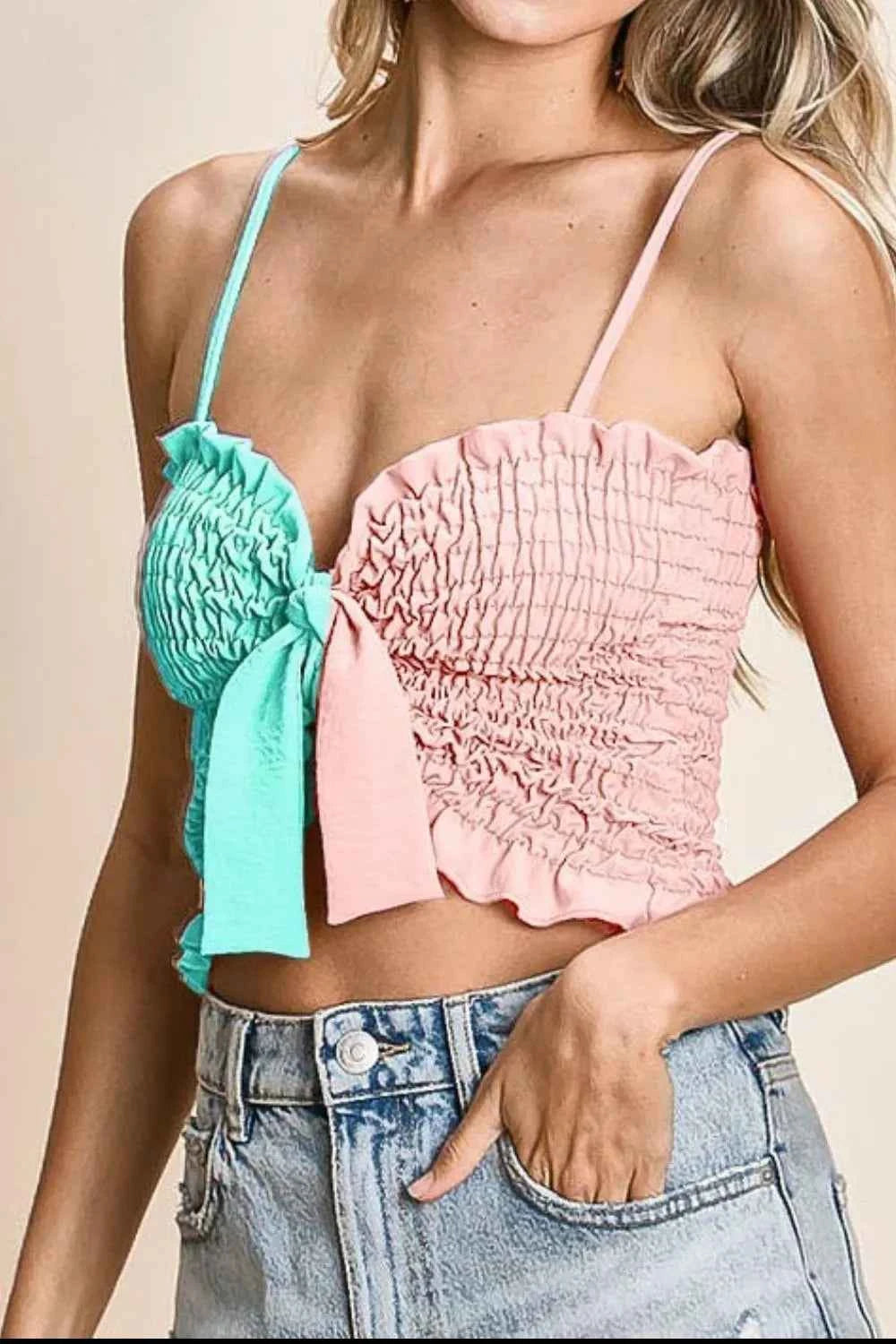 BiBi Woven Color Block Smocked with Ribbon Bra Top MINIT LT PINK 8a5d4c47-a5cb-4508-81a8-afc1a26e8a03-Max-Origin