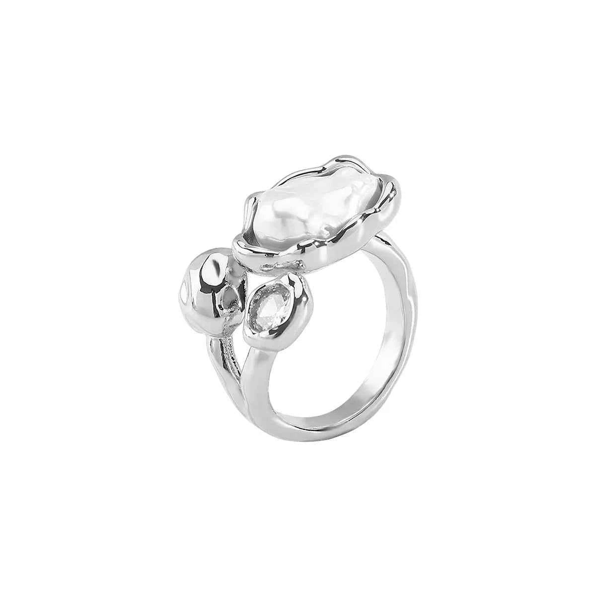 Irregular Pearl Open Ring Silver onesize 8a5dd545-1c35-42df-83b6-0e558bc9e732-Max-Origin