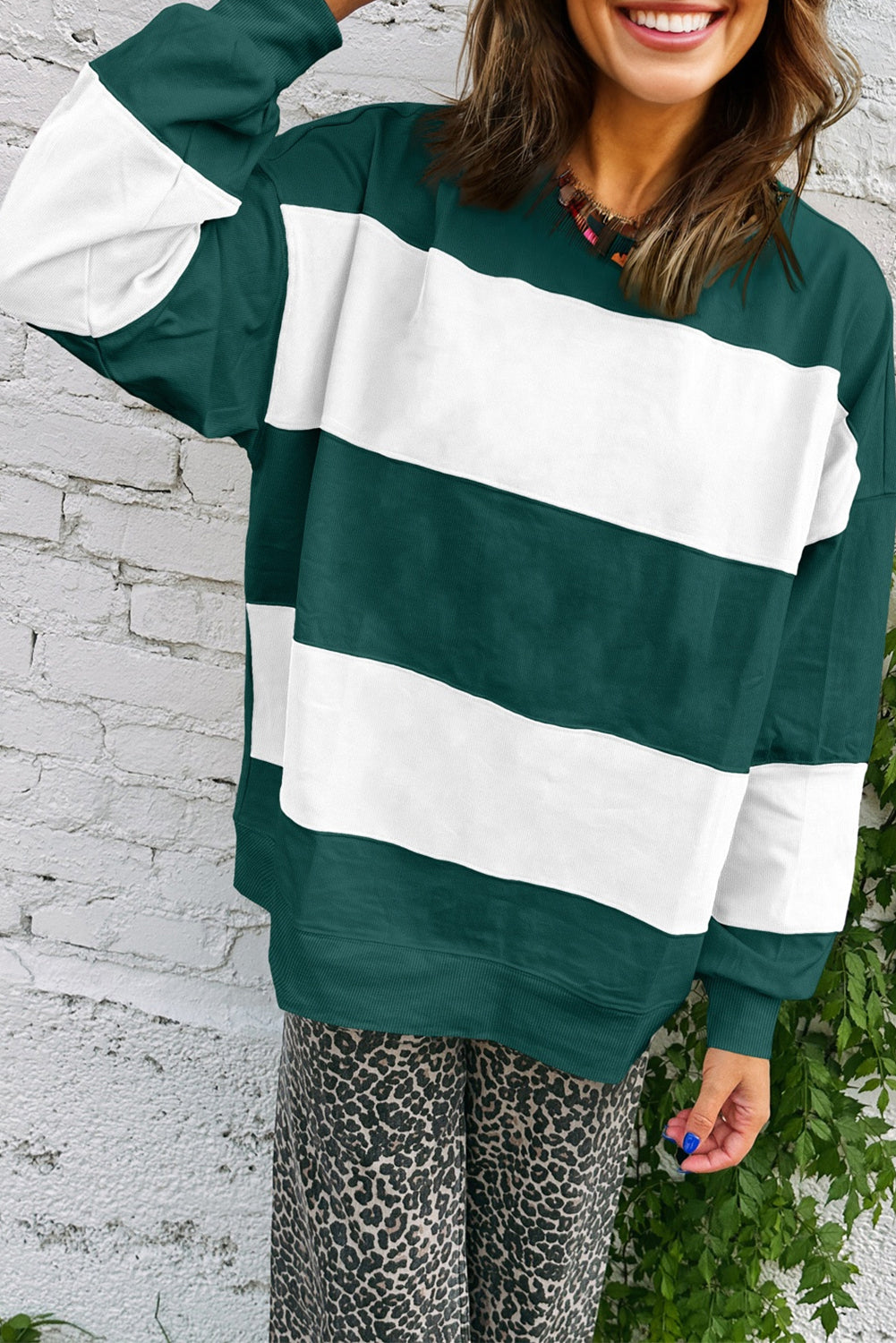 Evergreen Colorblock Drop Shoulder Baggy Sweatshirt 8a637a8205cdd622