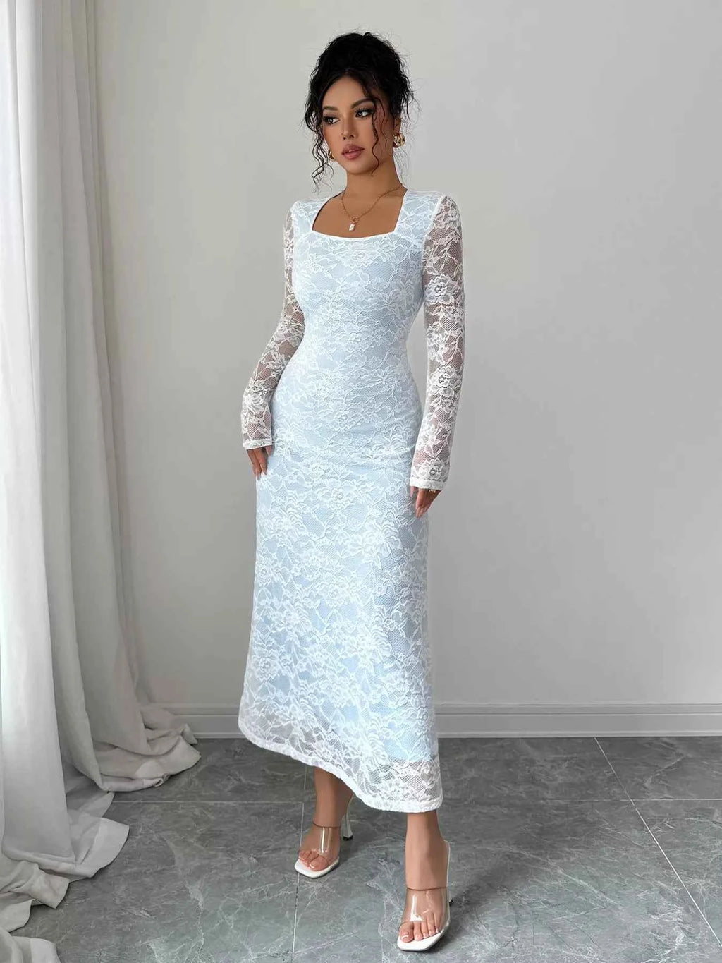 Lace Long Sleeve Square Neck Maxi Dress 8a68a3a0-d8ca-41b7-a24c-924415344df5-Max-Origin
