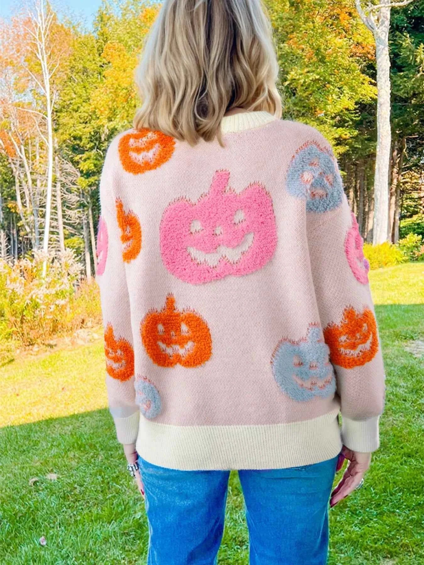 Halloween Cute Pumpkin Pattern Sweater 8a6a5975-9eeb-4759-bcf5-3d486447df3f-Max-Origin