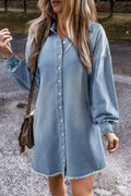 Journee Medium Washed Denim Shirt Dress Beau Blue 8a86a5ff-fcab-4e0b-9b58-f9e1cbccb1f9