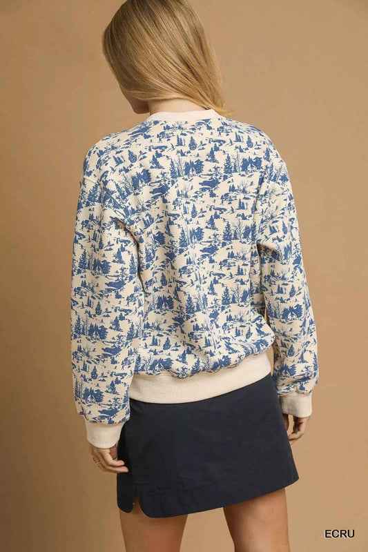 Scenic Print Cropped Sweatshirt 8a8ccd44-5d6a-4e31-a059-91c135713fc6-Max-Origin