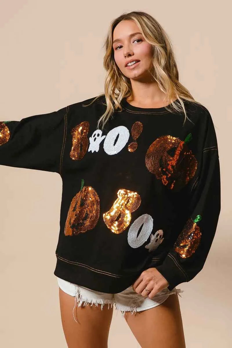 BiBi Halloween Theme Sequin Embroideries Sweatshirt 8a9a1e39f615410ab8e34009bef3c30b-Max-Origin