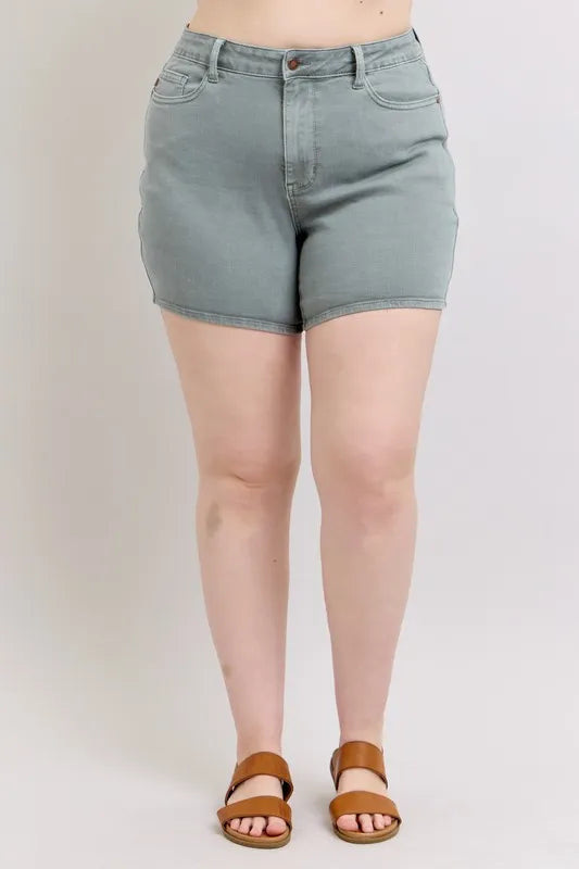 Judy Blue Full Size Hw Garment Dyed & Back Pkt Embroidery Shorts Plus Size 8a9e79b4-b7ea-4381-9e00-956f20c699e9-Max-Origin