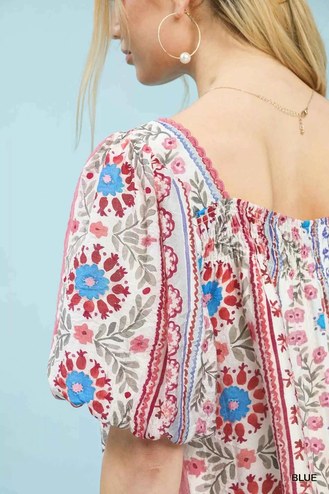 Umgee Mixed Print Puff Sleeve Mini Dress 8aa0a234-6279-4e95-aaa8-4356c429bd72-Max-Origin