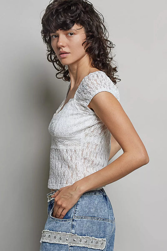 Sweetheart Neck Lace Short Sleeve Top 8aa612f5-1fac-437a-9eef-3dafee745a70-Max-Origin