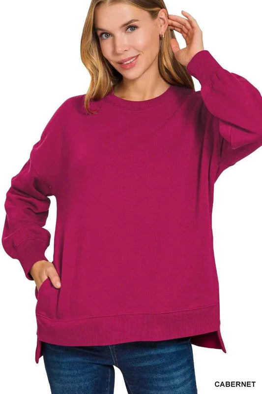 Zenana Fleece Hi-low Boyfriend Sweatshirts with Pockets 8aa742d34bdc4439a1d5c13f1324810a-Max-Origin