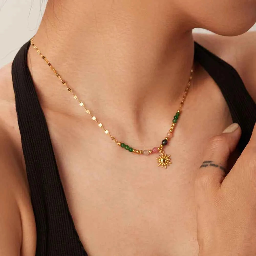 Bohemian Sun Charm Beaded Stainless Steel Necklace 8aae1e79-da78-4734-8fd9-da3e492d8f12-Max-Origin