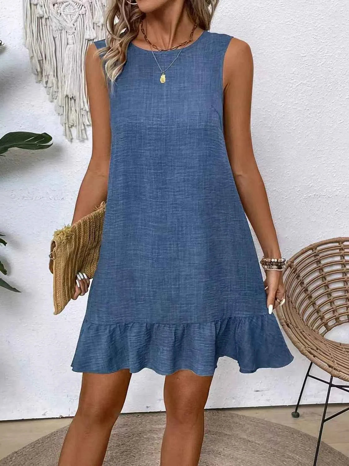 Ruffled Hem Round Neck Sleeveless Dress 8ac5a1a4-c554-4895-9276-b7c660b344e3-Max-Origin
