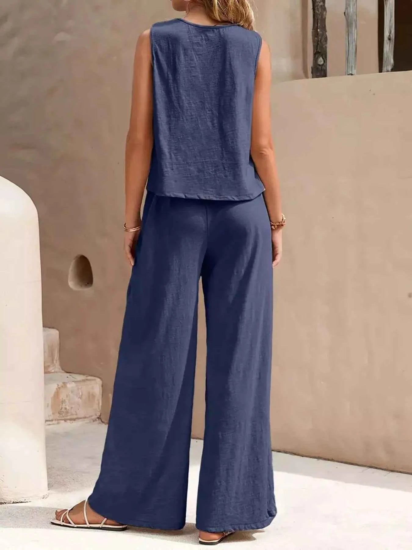 Sleeveless Top and Wide Leg Pants Set 8ac98377-1480-42ea-9375-d4736fe7fb4d-Max-Origin