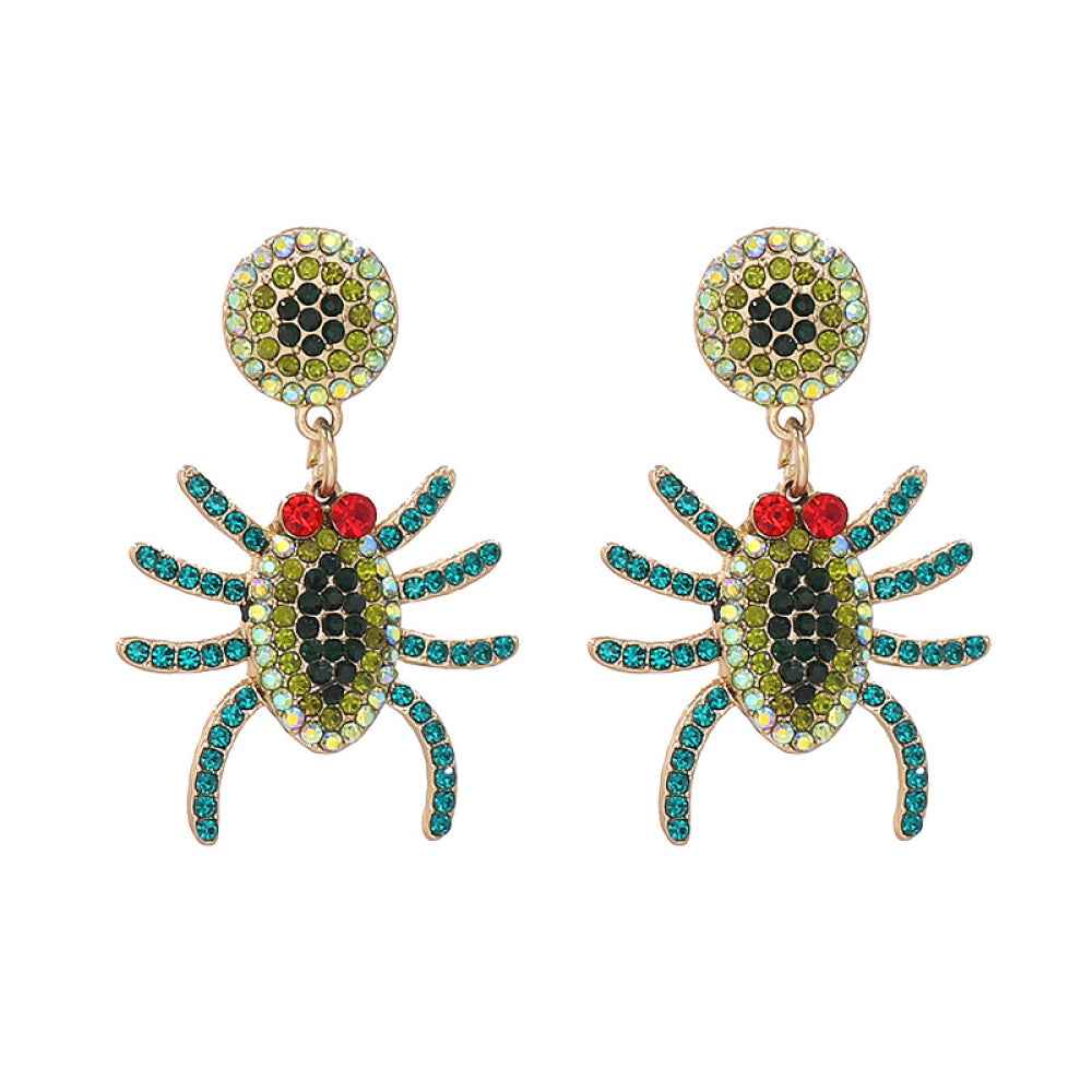 Spider Rhinestone Alloy Earrings Yellow-Green One Size 8ad53c3b8f604ee9909a44a0027b8080-Max