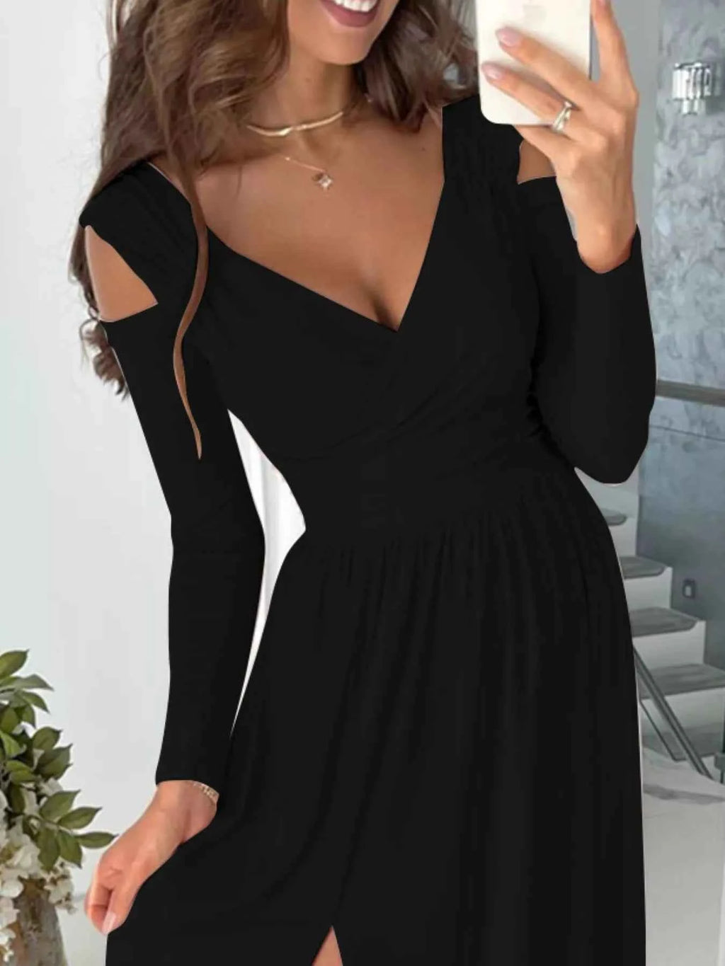 Slit Surplice Cold Shoulder Maxi Dress 8addda86-07a4-42d7-8cc7-c49001088f6a-Max-Origin