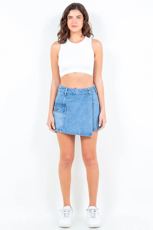Cargo Pocket Denim Mini Skort - Cotton Blend Slim Fit 8ae102f6-cedc-4c2a-85c1-f6f802026141-Max