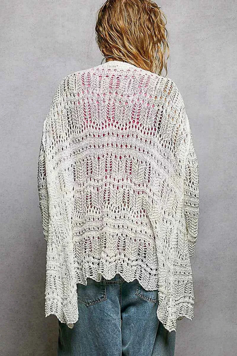 POL Openwork Lightweight Open Front Cardigan with Scalloped Edge 8ae5e531-0162-470d-8aa9-f57ca5e36189-Max-Origin