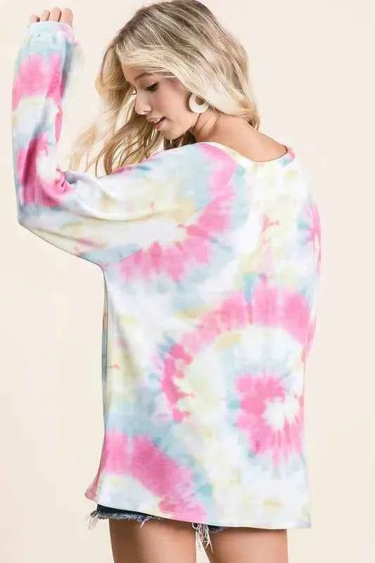Tie Dye Print Terry Top With Puff Sleeves 8ae959f8f9c64065a10f76cbcf076dbd-Max-Origin