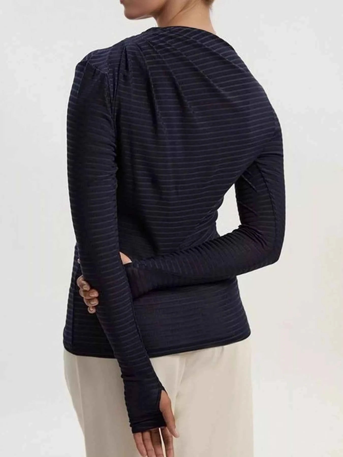 Ruched Striped Long Sleeve Top 8b0c6014-0439-443c-87fc-a5f560e4e8df-Max-Origin