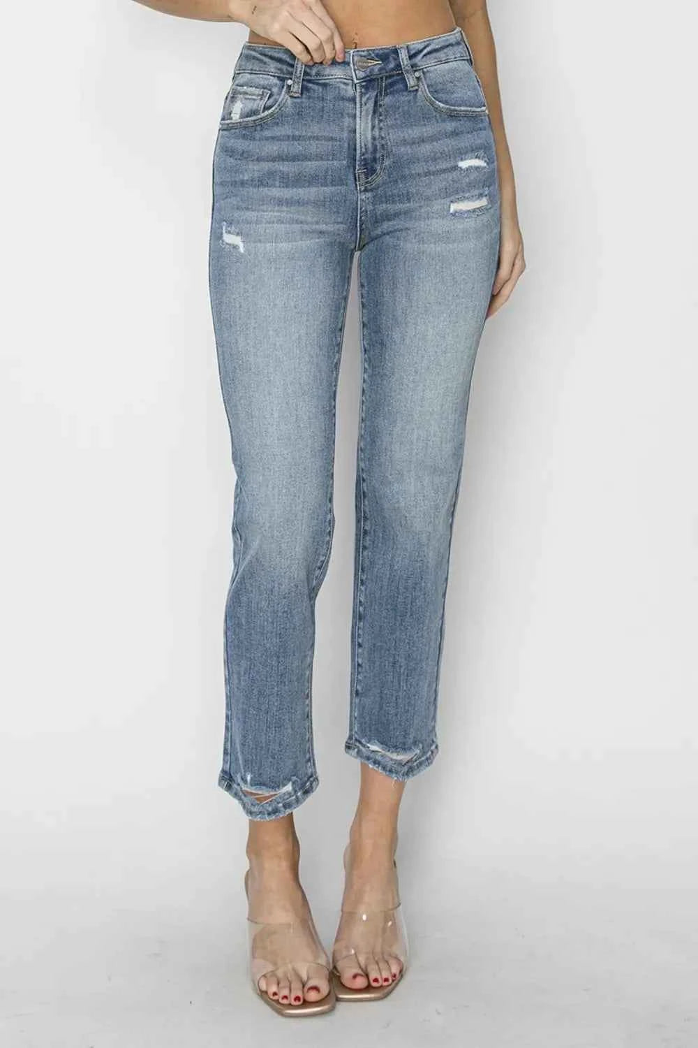 RISEN Full Size High Waist Distressed Cropped Jeans 8b139756-d73e-46b1-85ef-2ced08f571c0-Max