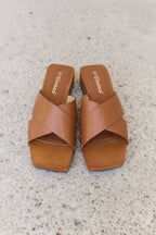 Weeboo Step Into Summer Criss Cross Wooden Clog Mule in Brown 8b169fd288f64d42ab33310f06ff817a-Max