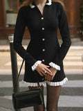 Ruffle Trim Button-Down Sweater Dress Black 8b20fae5ef7249759482ddc9139f6b7d-Max-Origin