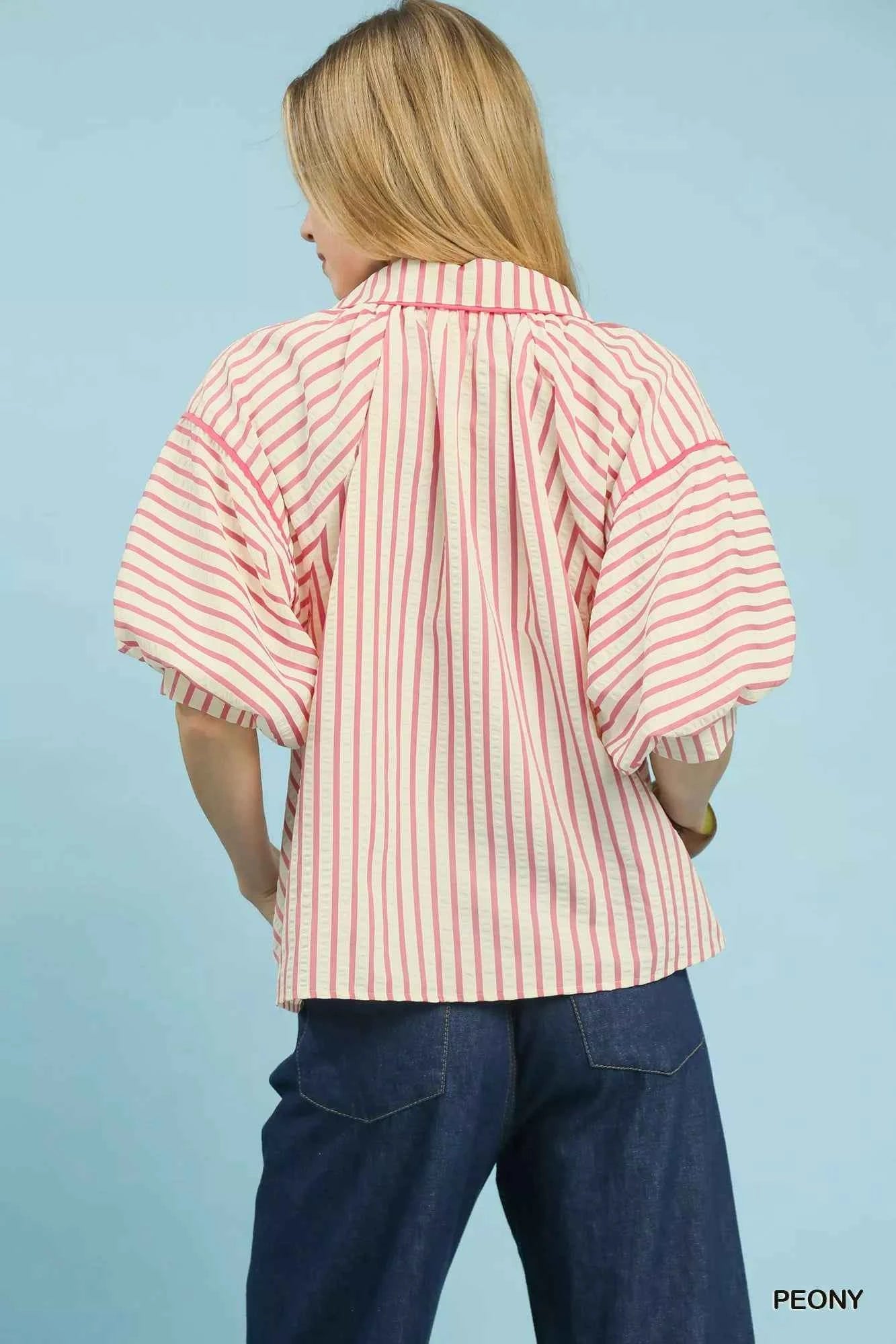 Umgee Chevron Stripe Collared Relaxed Top 8b2e6cf3-6a3b-40ff-ab87-d5c1234bf470-Max-Origin