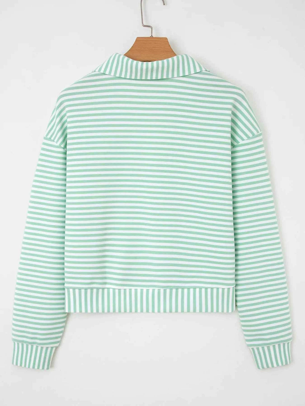 Stripe Quarter Zip Collar Long Sleeve Top 8b3225ce83a34e1fb9d36eb204ccf5ec-Max-Origin