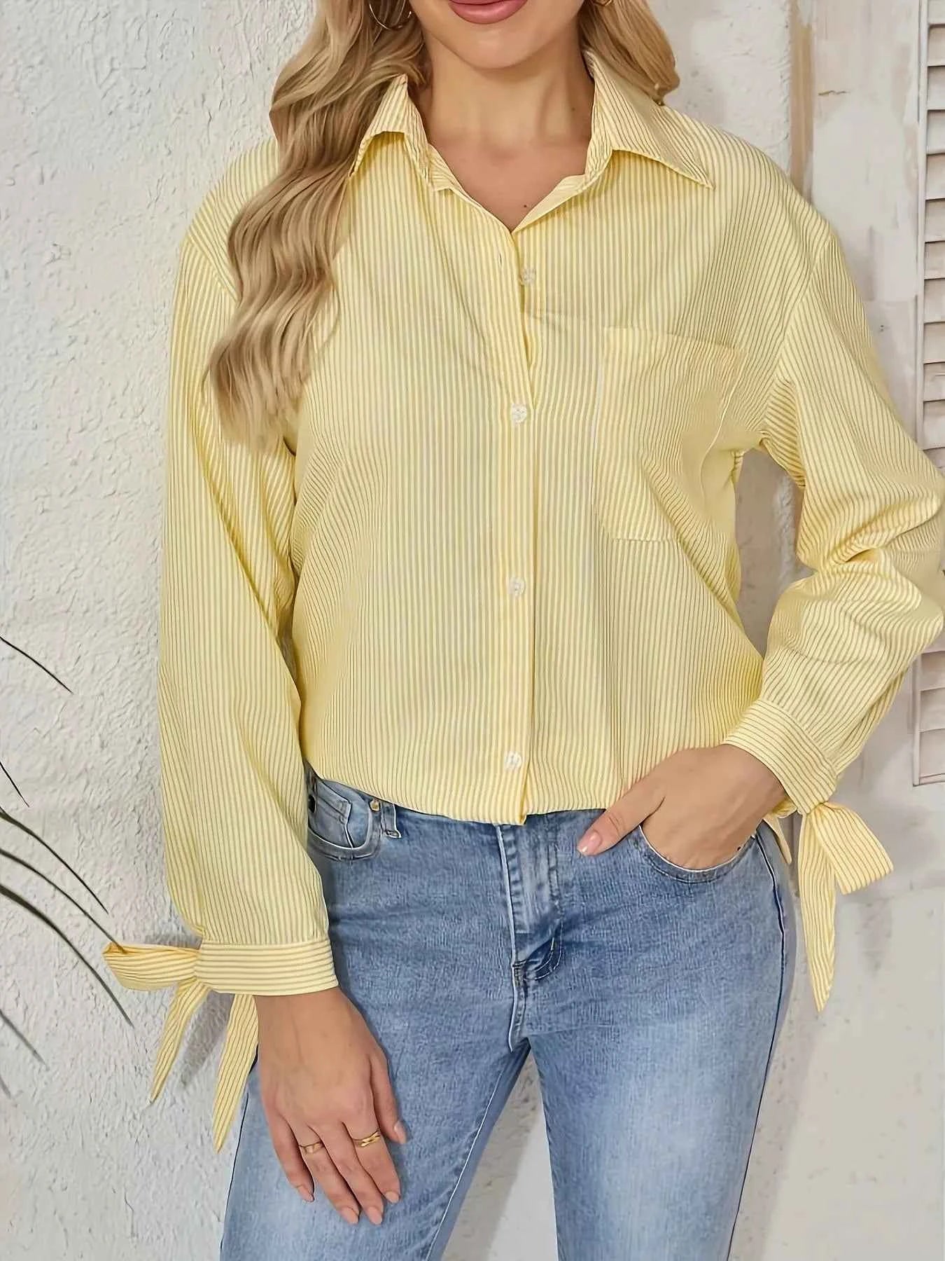 Striped Tie-Cuff Long Sleeve Shirt 8b371fc4-1ba3-45e9-b32b-05d4bac88a68-Max-Origin