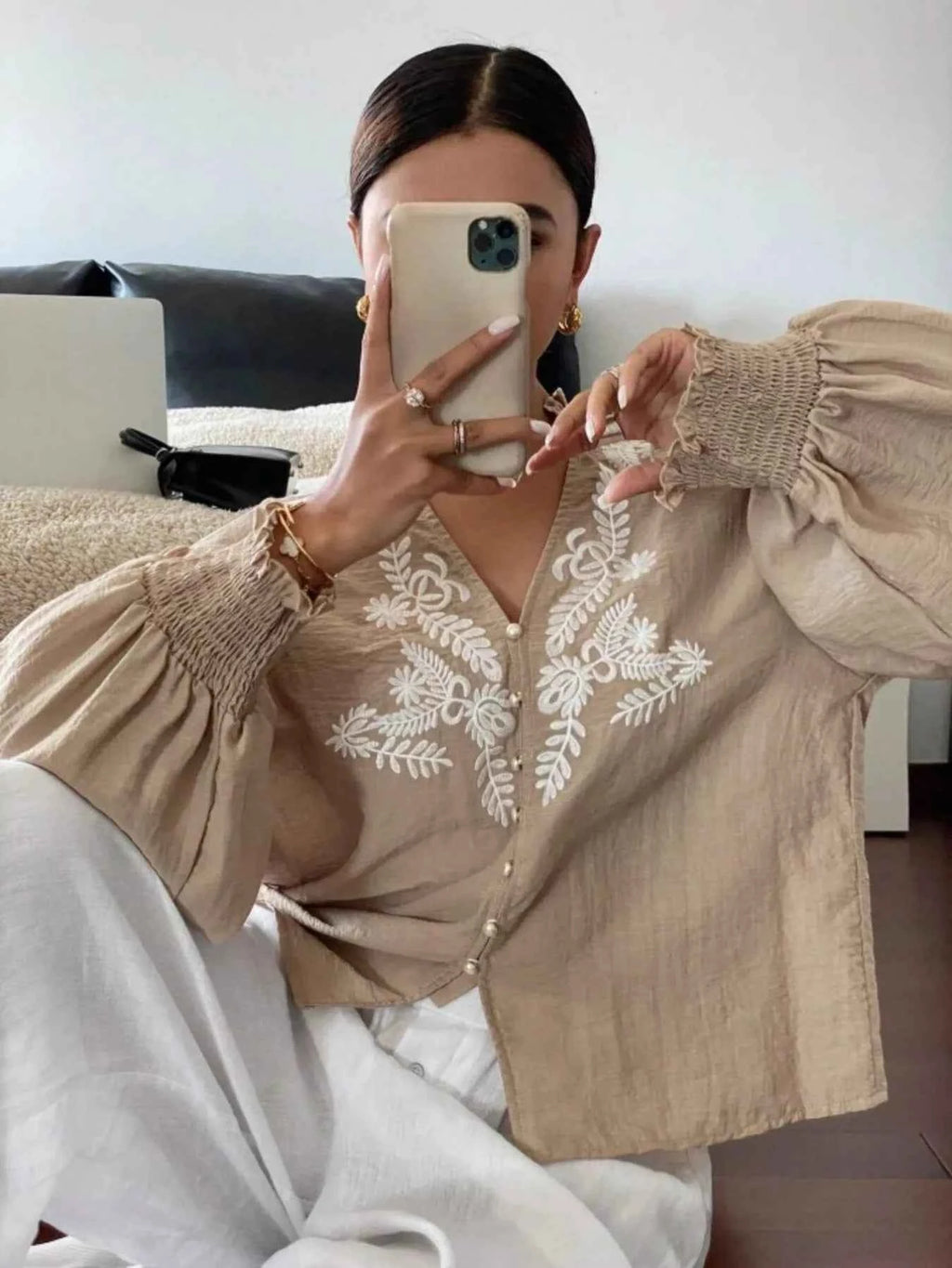 Embroidered Long Sleeve Blouse 8b381cbced9d4ac59c515ad7fe237965-Max-Origin