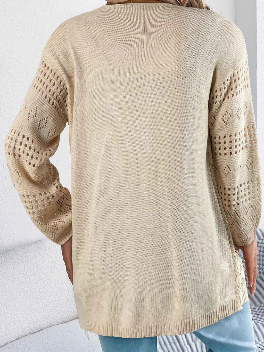 Hollowed Knit Open Front Cardigan 8b38362c-a99d-42c3-8caf-4dea8f6517d0-Max-Origin