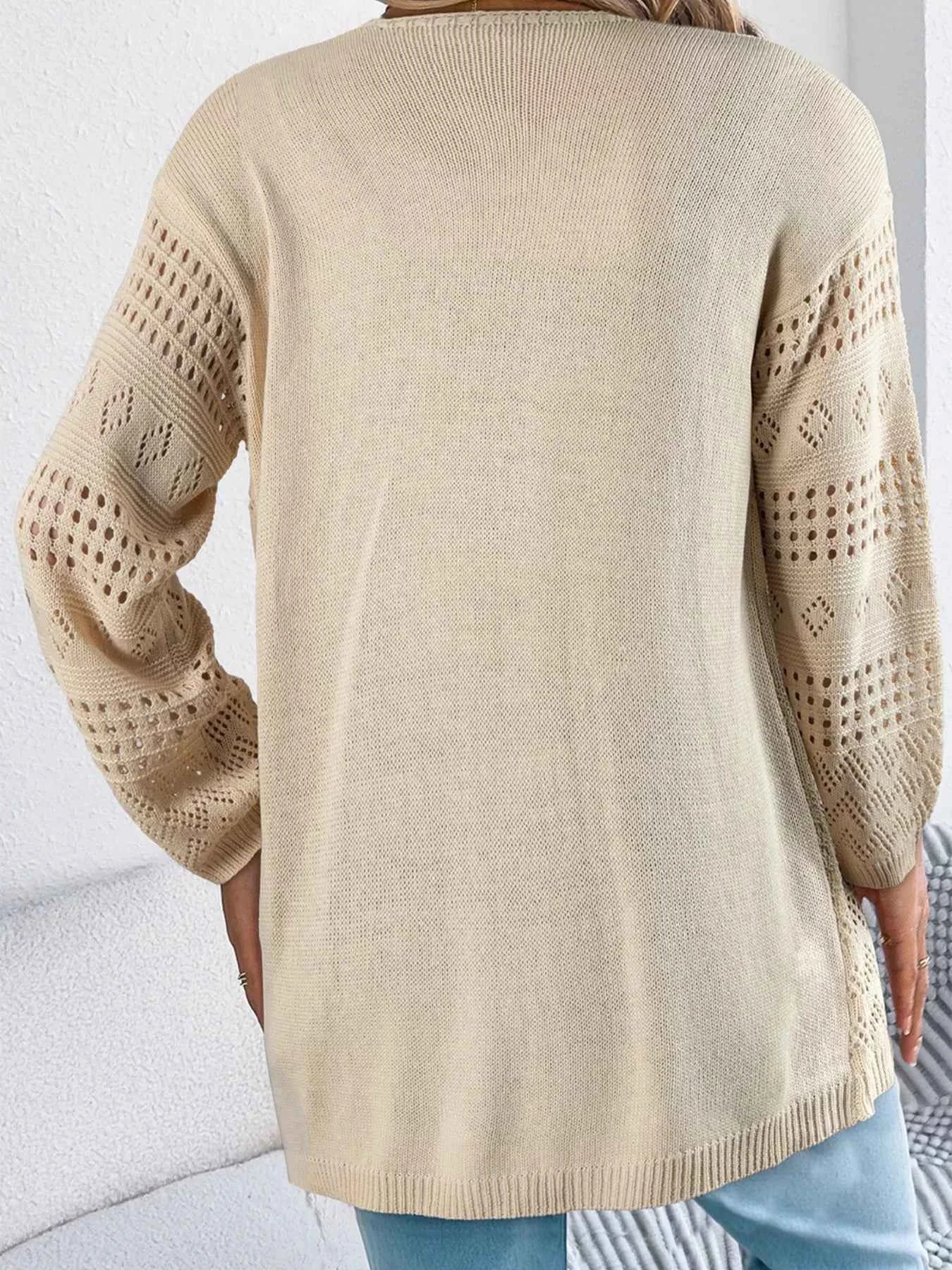 Hollowed Knit Open Front Cardigan 8b38362c-a99d-42c3-8caf-4dea8f6517d0-Max-Origin