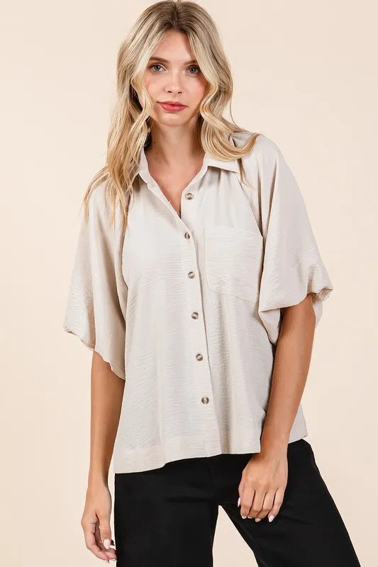 Mittoshop Airflow Short Bubble Sleeve Button Down Shirt 8b3b402c-1063-4e80-83de-c1c7ec727246-Max