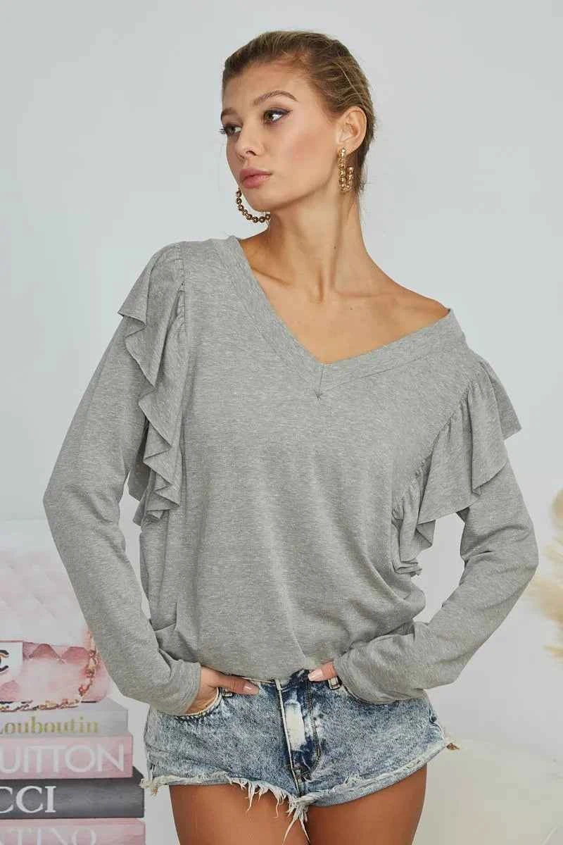 BiBi Triblend V Neck Top with Shoulder Shrring Detail 8b44c949c1e1467c98b19be2376b55a4-Max-Origin