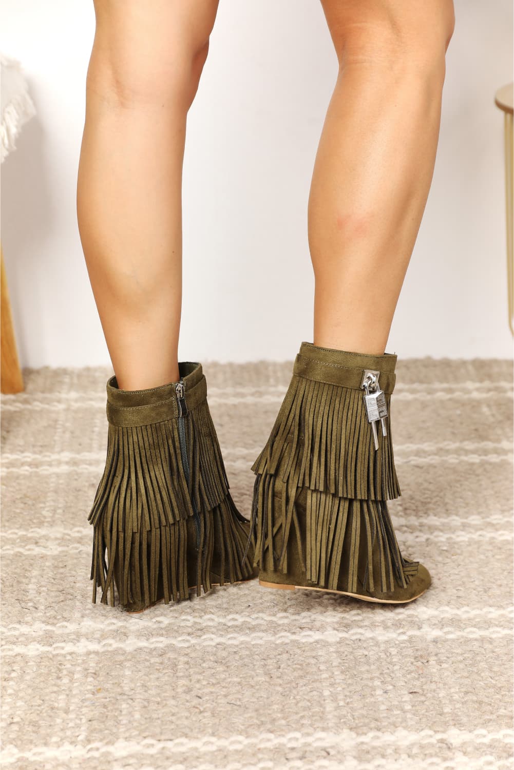 Legend Women's Tassel Wedge Heel Ankle Booties 8b4e0d54f0ba45dbbb50a1802e0c7542-Max