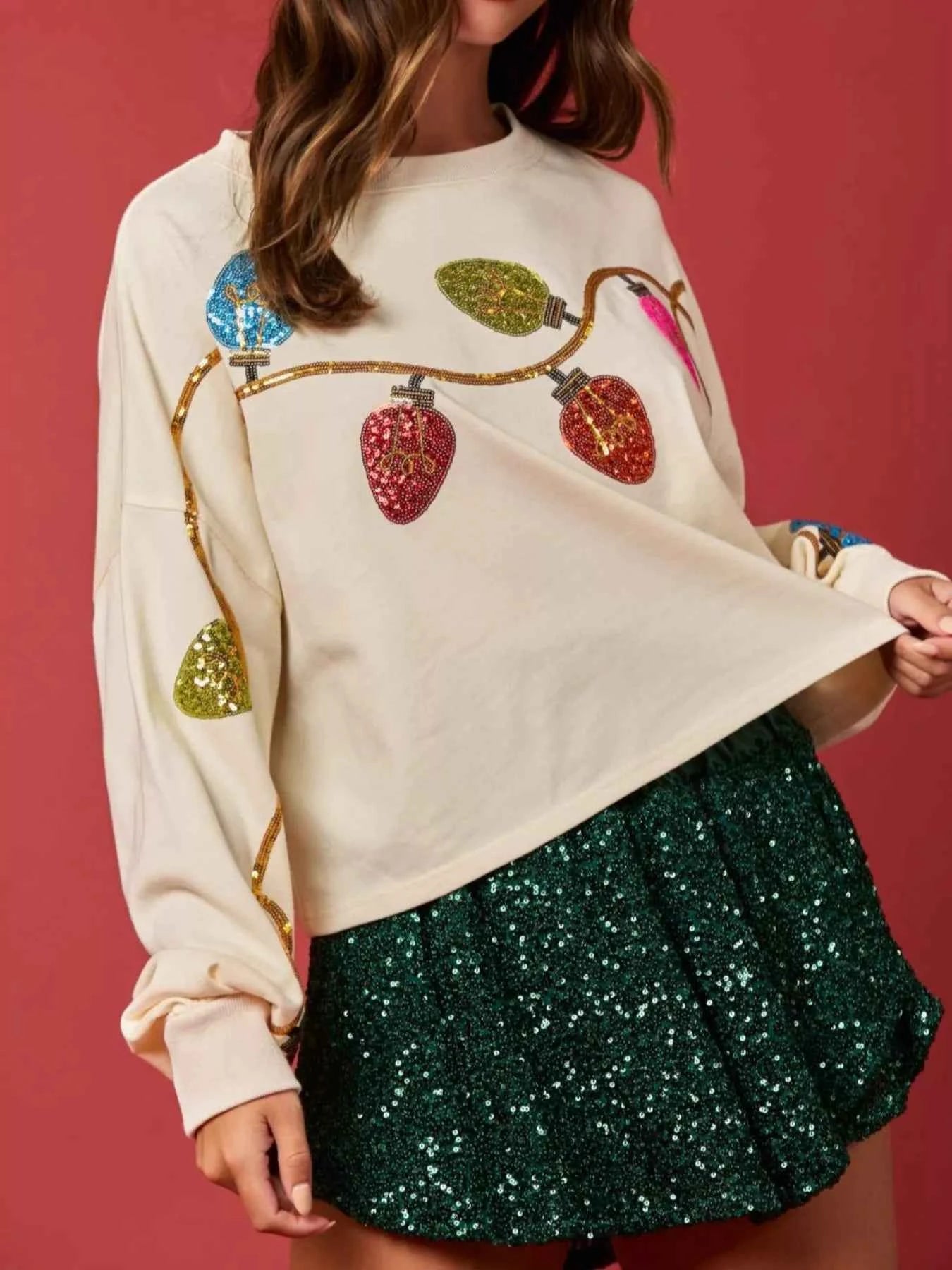 Christmas Holiday Lights Sequin Embellished Sweatshirt 8b54d52b-0ea5-481f-8787-5684a22bf6ab-Max-Origin