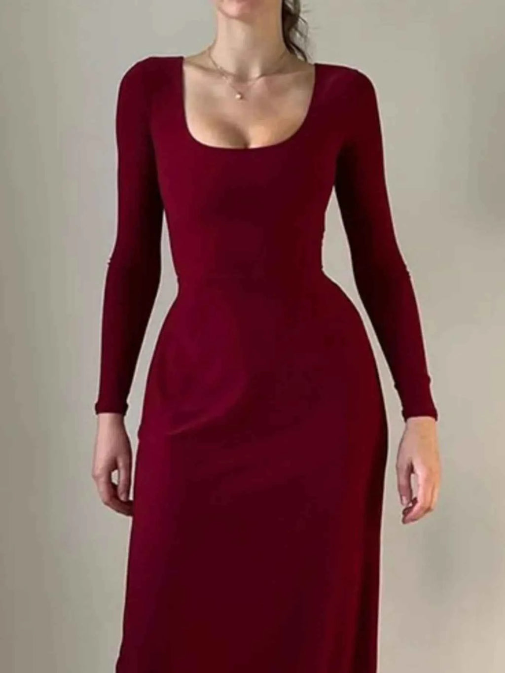 Full Size Tied Long Sleeve Bodycon Midi Dress Plus Size 8b5f78b5-cfe8-4a92-92d4-2d3813f2a11f-Max-Origin