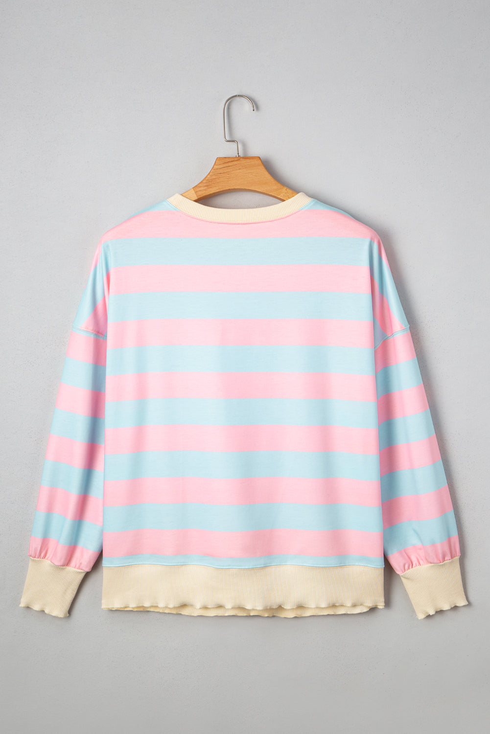 Sky Blue Stripe Colorblock Plus Size Sweatshirt 8b6308ae0c2deba9
