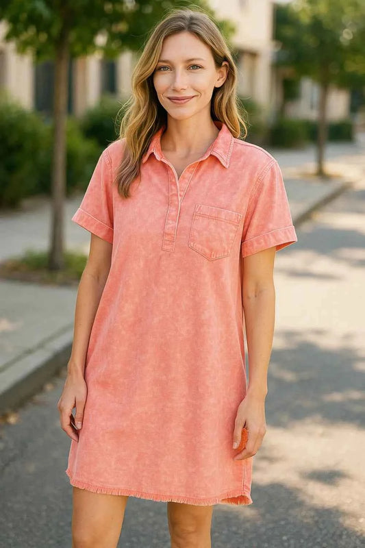 Tencel Mineral Washed Collared Shirts Dress CORAL 8b6cbe7c-bf03-4c93-a29f-c7ba00e97e3b-Max-Origin