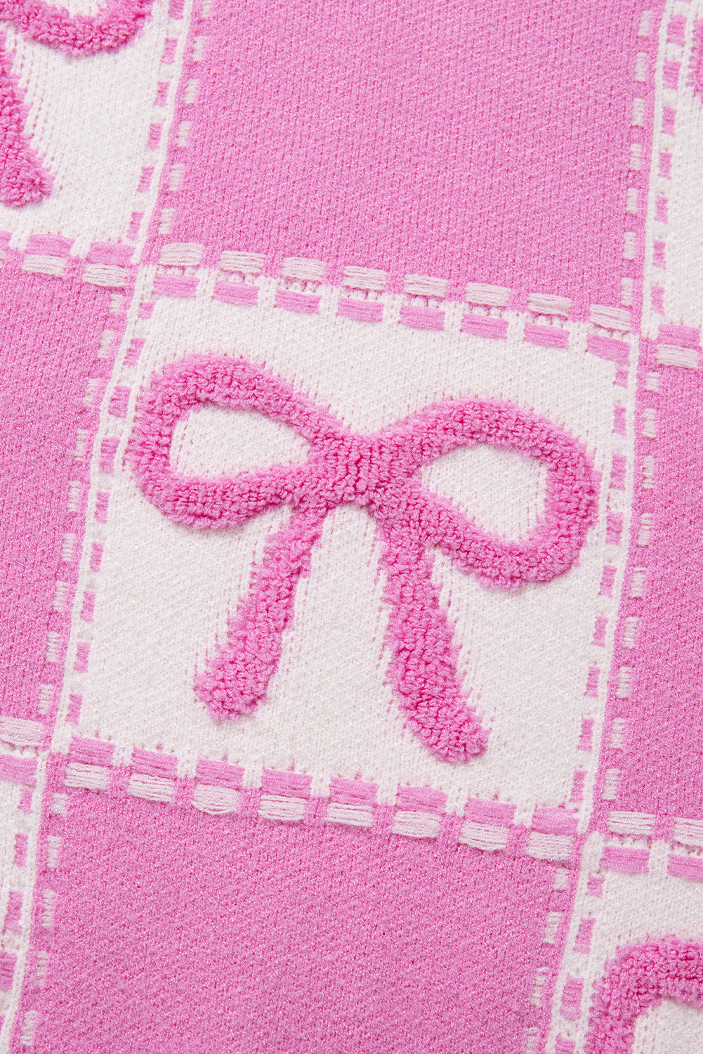 Pink Sweet Bow Two Tone Checkered Sweater 8b6d2db4333f8474