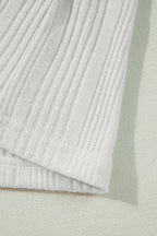 White Ribbed Plain Knit Cardigan