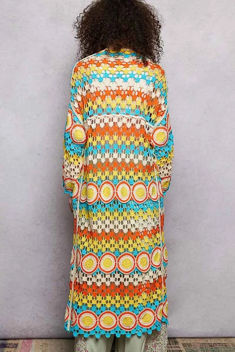 POL Scalloped Edge Open Front Crochet Cardigan with Colorful Stripe Pattern 8b770cc2-764e-4dca-9484-3e29beaf48d8-Max-Origin