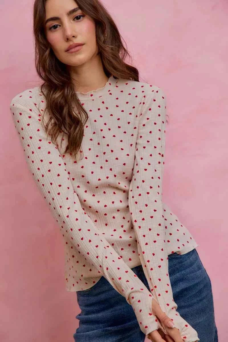 SO ME Ditsy Heart All Over Slub Rib Knit Valentine Top 8b7f7d0f8bb841b395fa633eb246bd11-Max-Origin