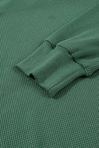 Evergreen Solid Color Raw Seam Patchwork Ribbed Drop Shoulder Sweatshirt 8b82e5762eb58c8f