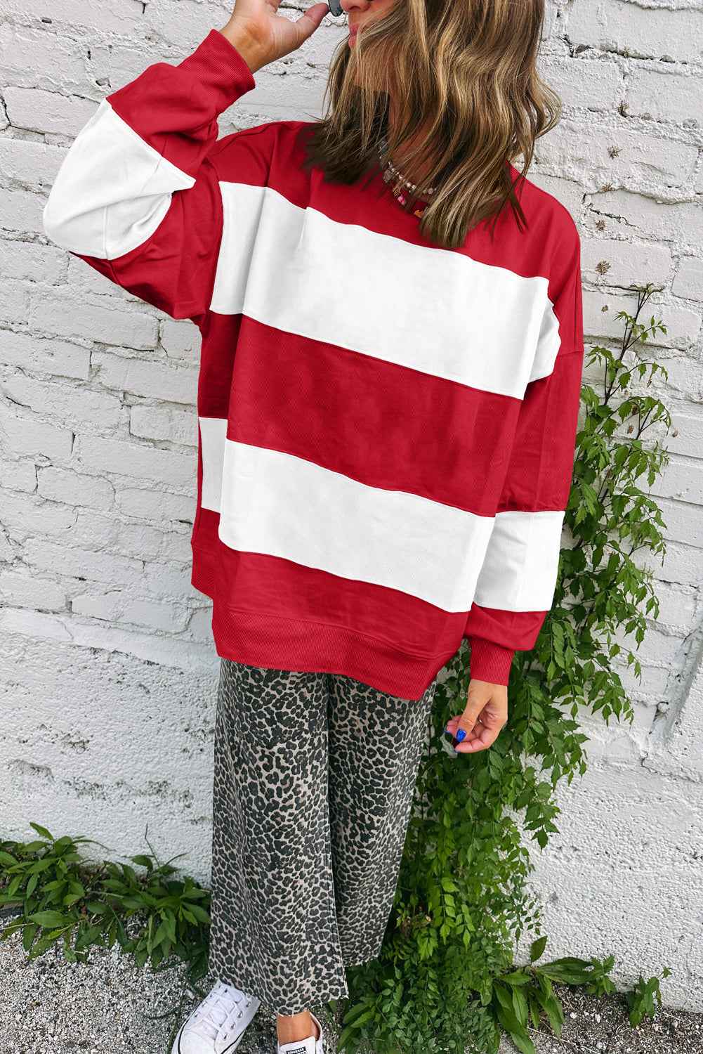 Evergreen Colorblock Drop Shoulder Baggy Sweatshirt 8b86da5434a6d925